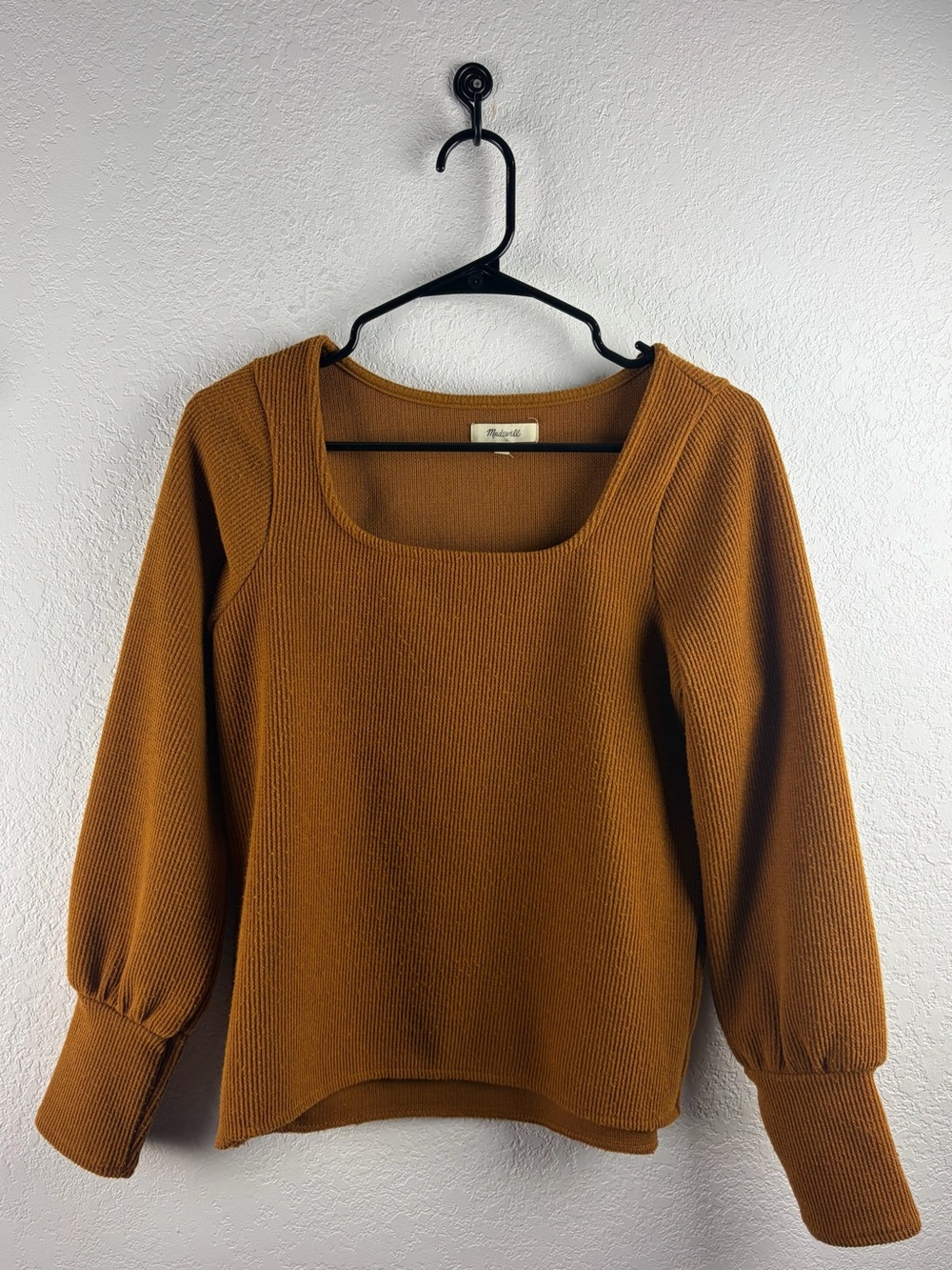 Madewell Knit Top in Caramel Brown Crop Sweater Size M